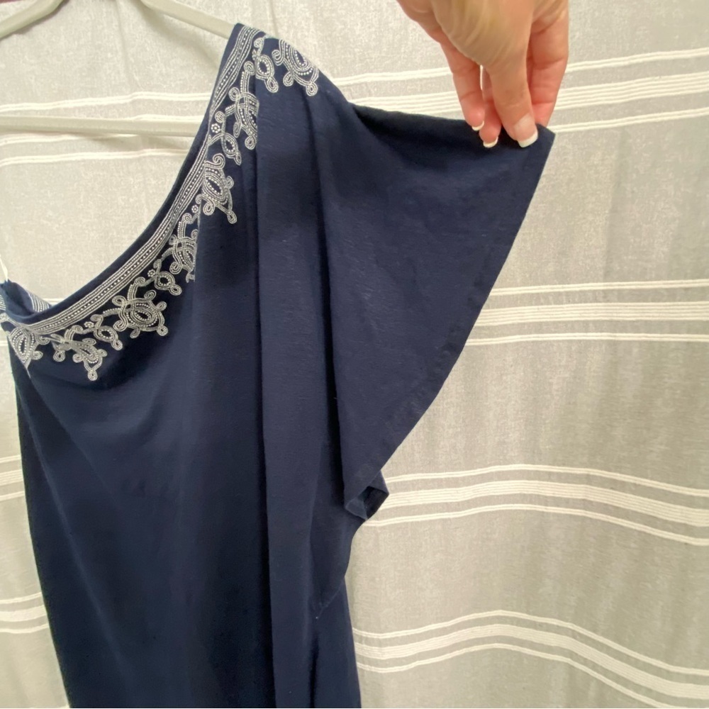 TOMMY BAHAMA / Lovelin One-Shoulder Linen Blend Dress Embroidery Detail Size L - Picture 8 of 12